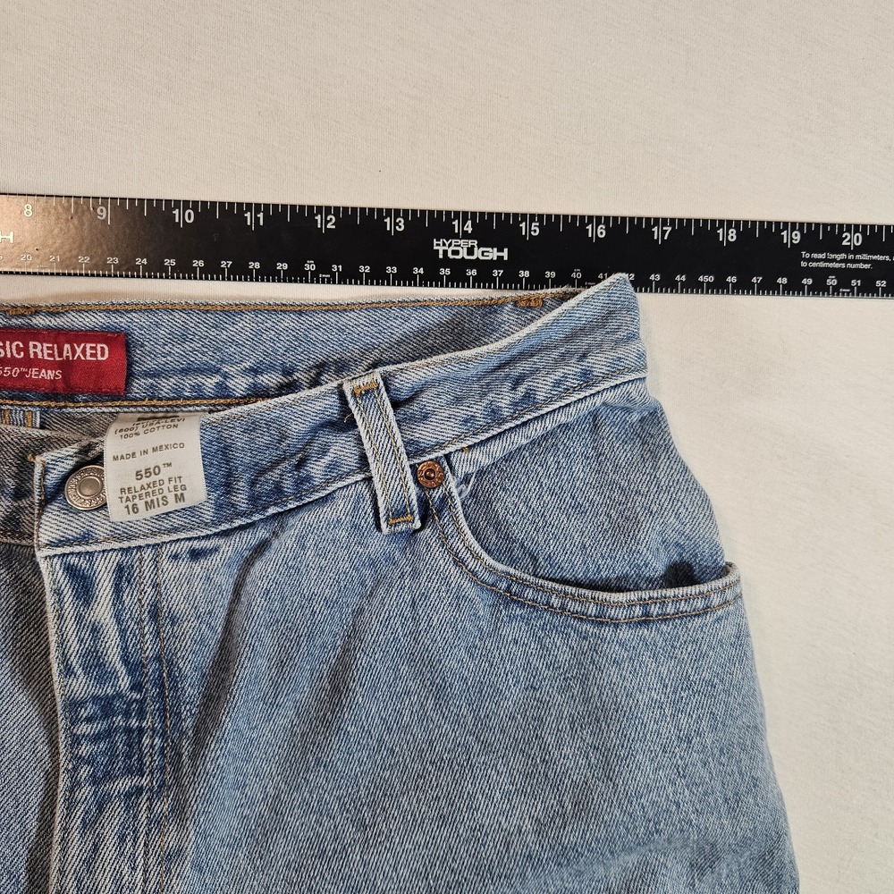 Vintage Levi's 550 Relaxed Fit Tapered Leg Jeans Womens 16 MIS M Blue Denim Y2K - Picture 9 of 12
